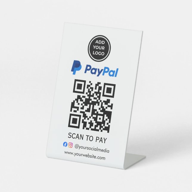 Paypal Payment Add Logo Scan Code To Pay Sign (Front)