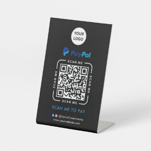 Paypal QR Code Payment   Scan to Pay Business Logo Pedestal Sign