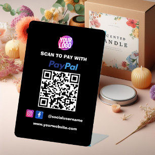 PayPal QR Code Payment   Scan to Pay Business Logo Pedestal Sign