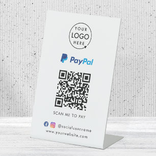 Paypal QR Code Payment   Scan to Pay Business Logo Pedestal Sign