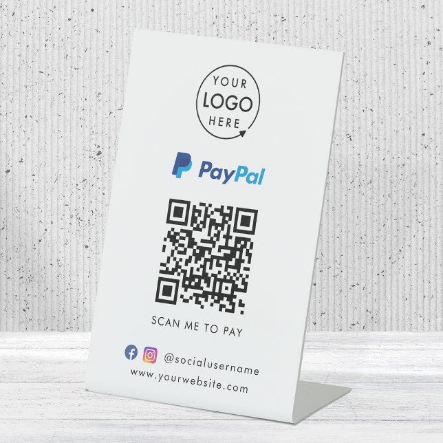 Paypal QR Code Payment | Scan to Pay Business Logo Pedestal Sign (Creator Uploaded)