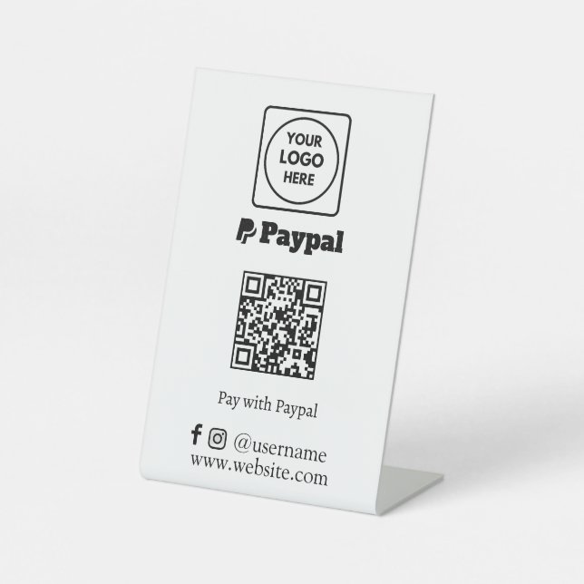 PayPal QR Code | Scan to Pay Custom Business Logo Pedestal Sign (Front)