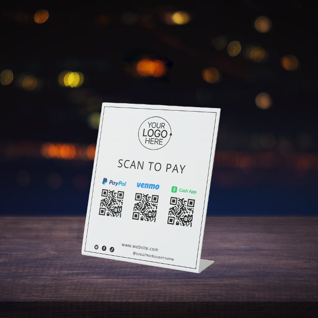 PayPal Venmo Cash App Contactless Mobile Payment  Pedestal Sign (PayPal Venmo Cash App Contactless Mobile Payment Pedestal Sign)