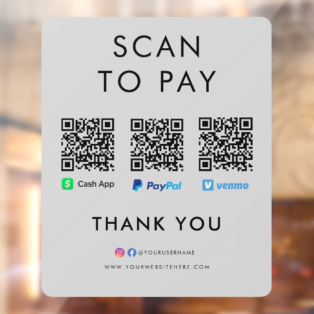 Paypal Venmo Cash App Scan to Pay QR Code Grey (Sheet 2)