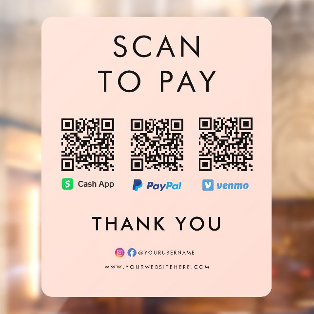 Paypal Venmo Cash App Scan to Pay QR Code Pink (Sheet 2)