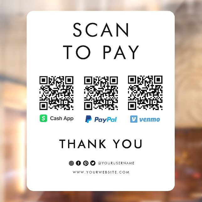 Paypal Venmo Cash App Scan to Pay QR Code White (Sheet 2)