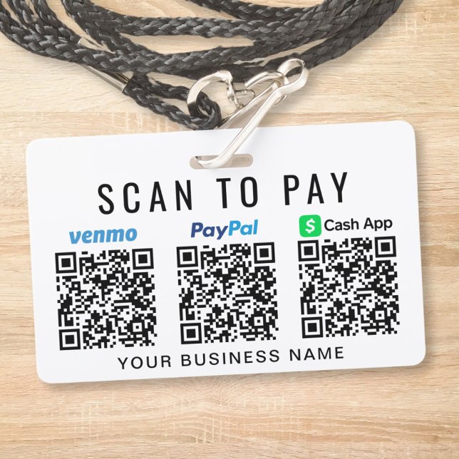Paypal Venmo CashApp QR Code Scan to Pay ID Badge (Creator Uploaded)