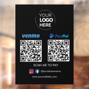Paypal Venmo QR Code Payment   Scan to Pay Black