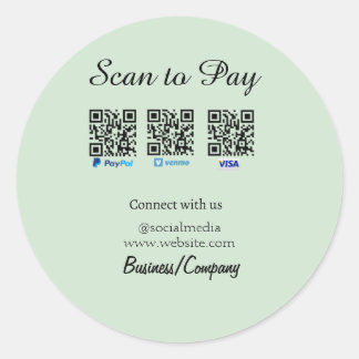 paypal venmo visa card scan to pay QR social media Classic Round Sticker