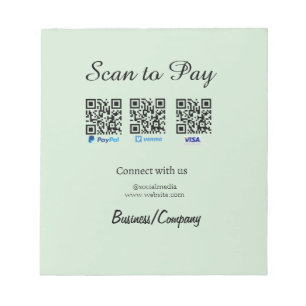 paypal venmo visa card scan to pay QR social media Notepad