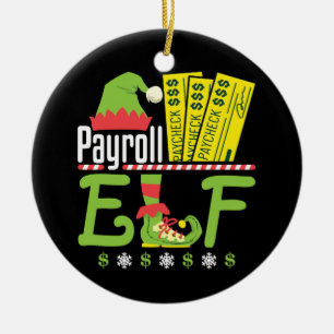 Payroll Elf Christmas Xmas Holiday Office Ceramic Tree Decoration