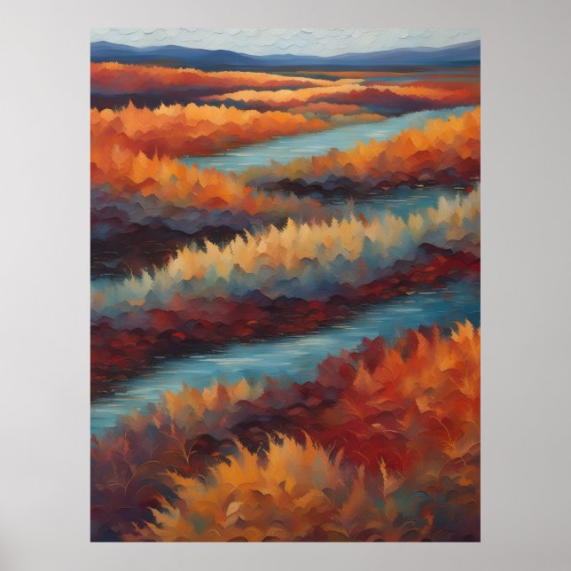Paysage impressionniste aux couleurs d'automne poster (Front)