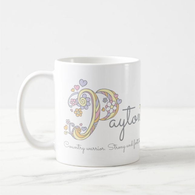 Payton letter p name meaning monogram mug (Left)