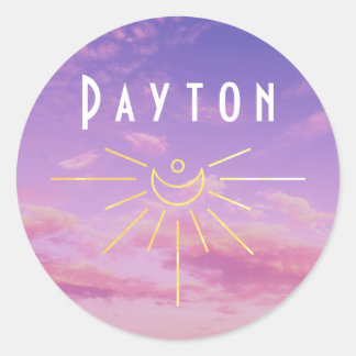 Payton Name Custom Stickers Round Sun Boho Hippie