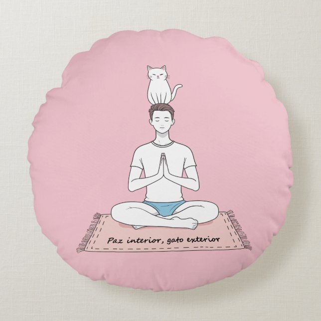 Paz Interior, Gato Exterior Round Cushion (Front)