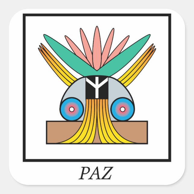 Paz (Peace) Symbol. Plejaren symbol for peace Square Sticker (Front)