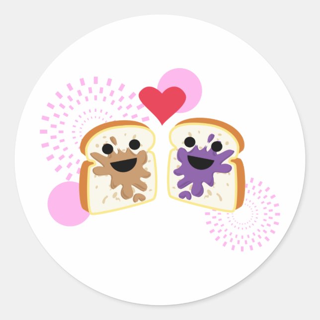 PB& J Love Classic Round Sticker (Front)