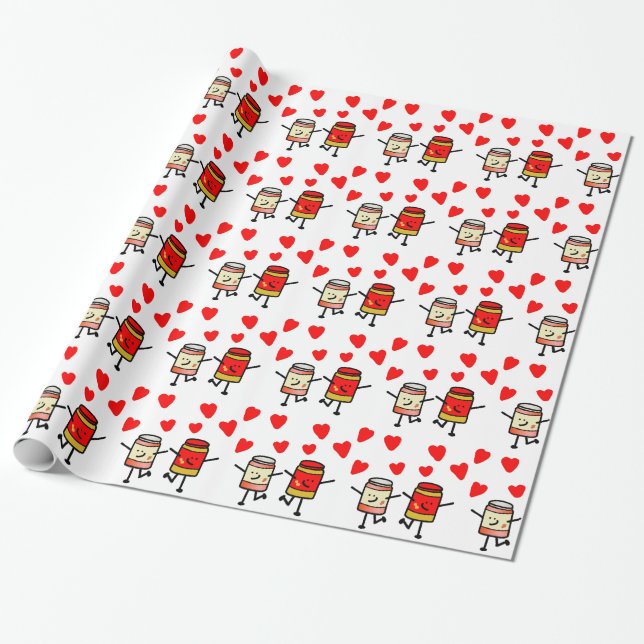 PB&J Love Wrapping Paper (Unrolled)