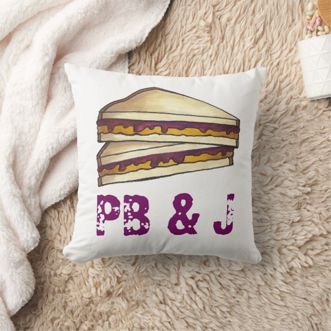 PB&J Peanut Butter and Jelly Sandwich Lunch Foodie Cushion (Blanket)