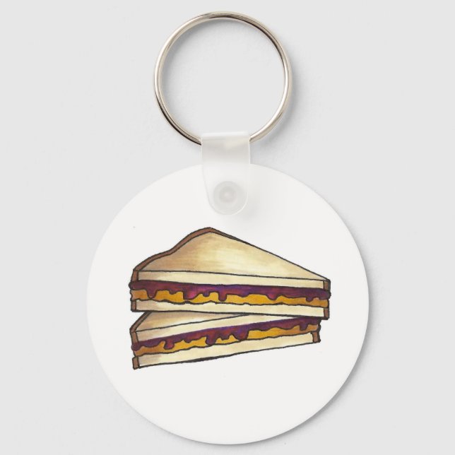 PB&J Peanut Butter Jelly Sandwich Food Keychain (Front)