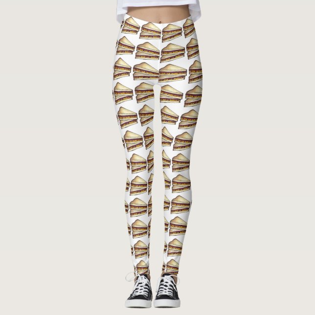 PB&J Peanut Butter Jelly Sandwich Foodie Leggings (Front)