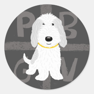 PBGV Cartoon Dog - Grey & White Classic Round Sticker