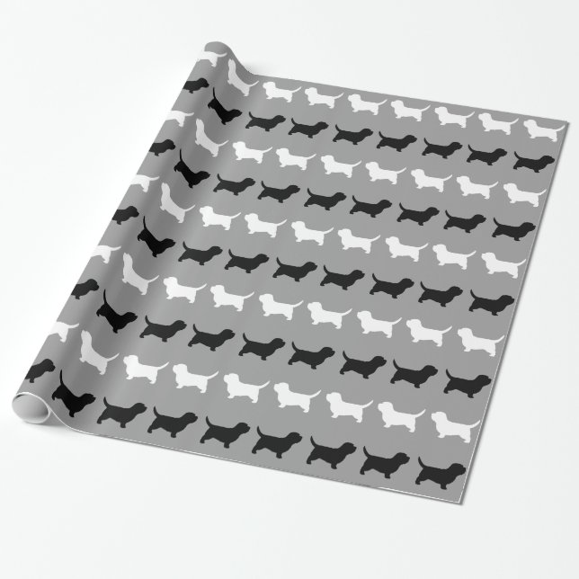PBGV Silhouettes Pattern Wrapping Paper (Unrolled)