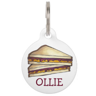 PBJ Peanut Butter and Grape Jelly Sandwich Foodie Pet Tag