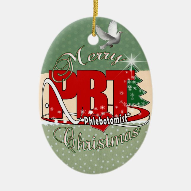 PBT CHRISTMAS PHLEBOTOMIST LABORATORY CERAMIC TREE DECORATION (Front)