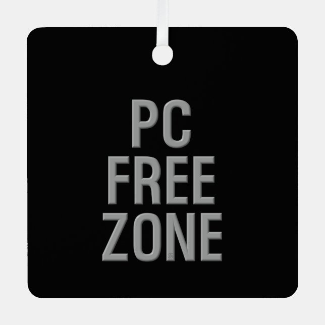 PC Free Zone black metal square ornament (Front)