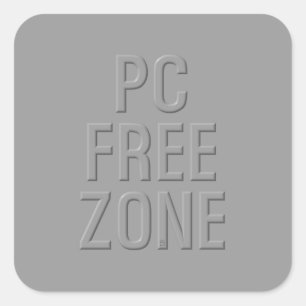 PC Free Zone gray square sticker