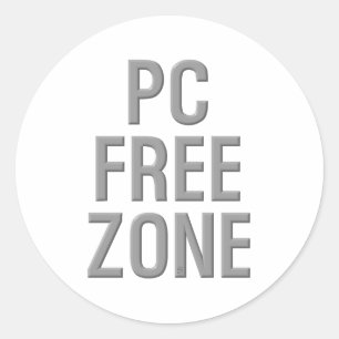 PC Free Zone large round stickers