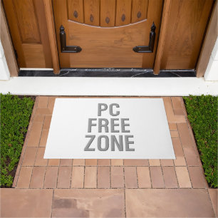 PC Free Zone white doormat