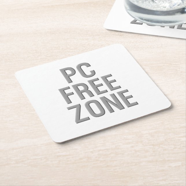 PC Free Zone white paper coasters (Angled)