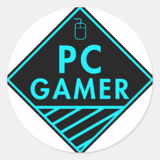pc gaming (blue) classic round sticker