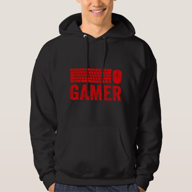 PC Gaming Keyboard Mouse WASD for Computer Gamers Hoodie (Front)