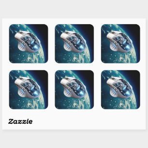 PC Mouse–Spacecraft: Click on Earth Orbit. Square Sticker