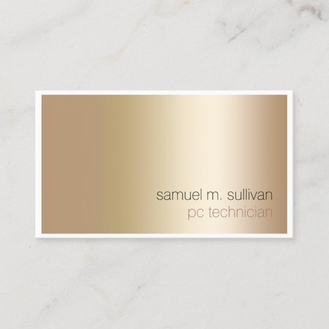 PC Technician Computer Technical Skill Simple Gold Business Card (Front)