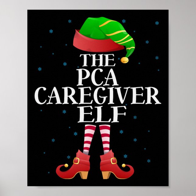 Pca Caregiver Elf Funny Matching Pajama Group Chri Poster (Front)