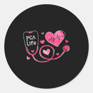 Pca Life Valentine Heart Stethoscope Classic Round Sticker
