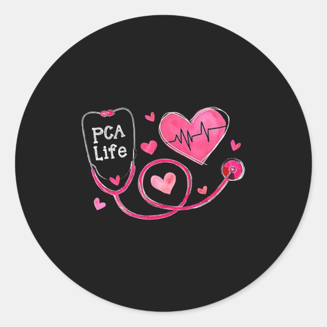Pca Life Valentine Heart Stethoscope  Classic Round Sticker (Front)