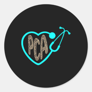 Pca Patient Care Istant Heart Leopard Nurse Week 2 Classic Round Sticker