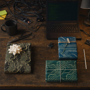 PCB Pattern Quirky Abstract Electronic Geek Wrapping Paper Sheet