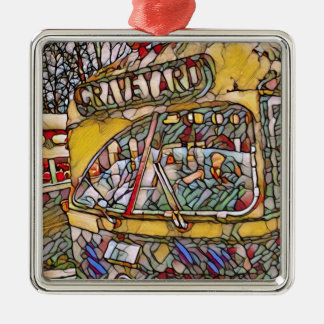PCC Graveyard Stain Glass Square Ceramic Ornament