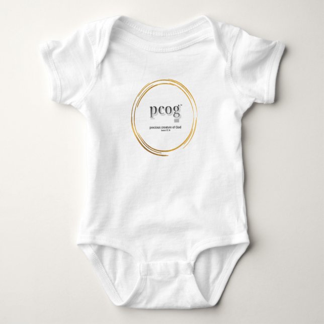 pcog baby bodysuit WHISPY GOLD CIR words+scripture (Front)