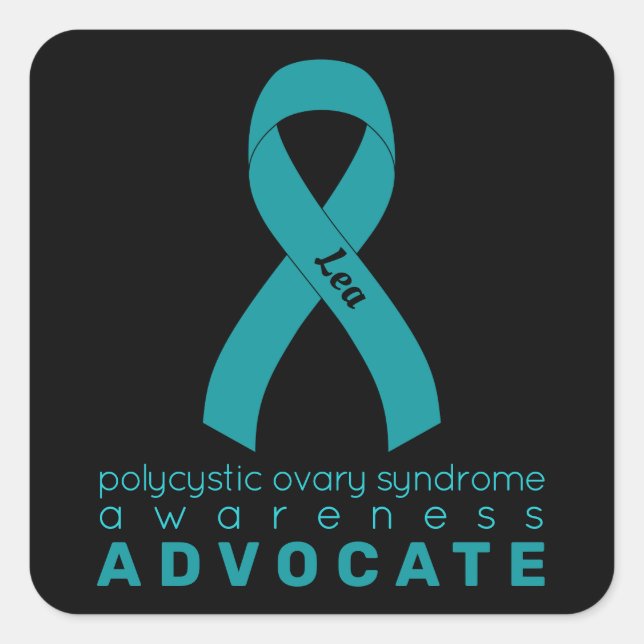 PCOS Advocate Black Square Sticker (Front)