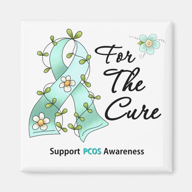 PCOS Awareness I Wear Teal Ribbon For the CURE Magnet (Front)