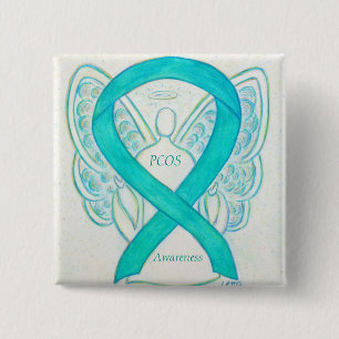 PCOS Awareness Ribbon Angel Custom Art Pin
