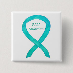 PCOS Awareness Ribbon Custom Art Pin