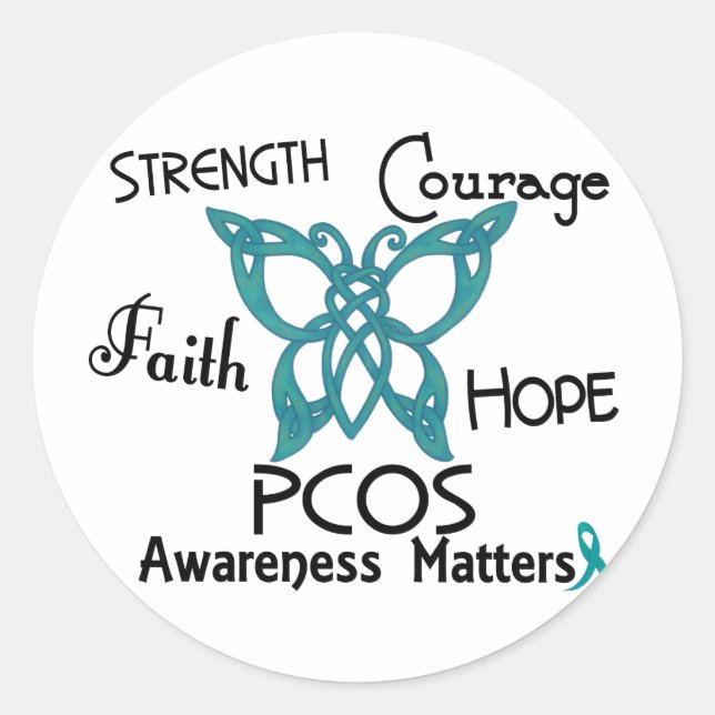 PCOS Celtic Butterfly 3 Classic Round Sticker (Front)